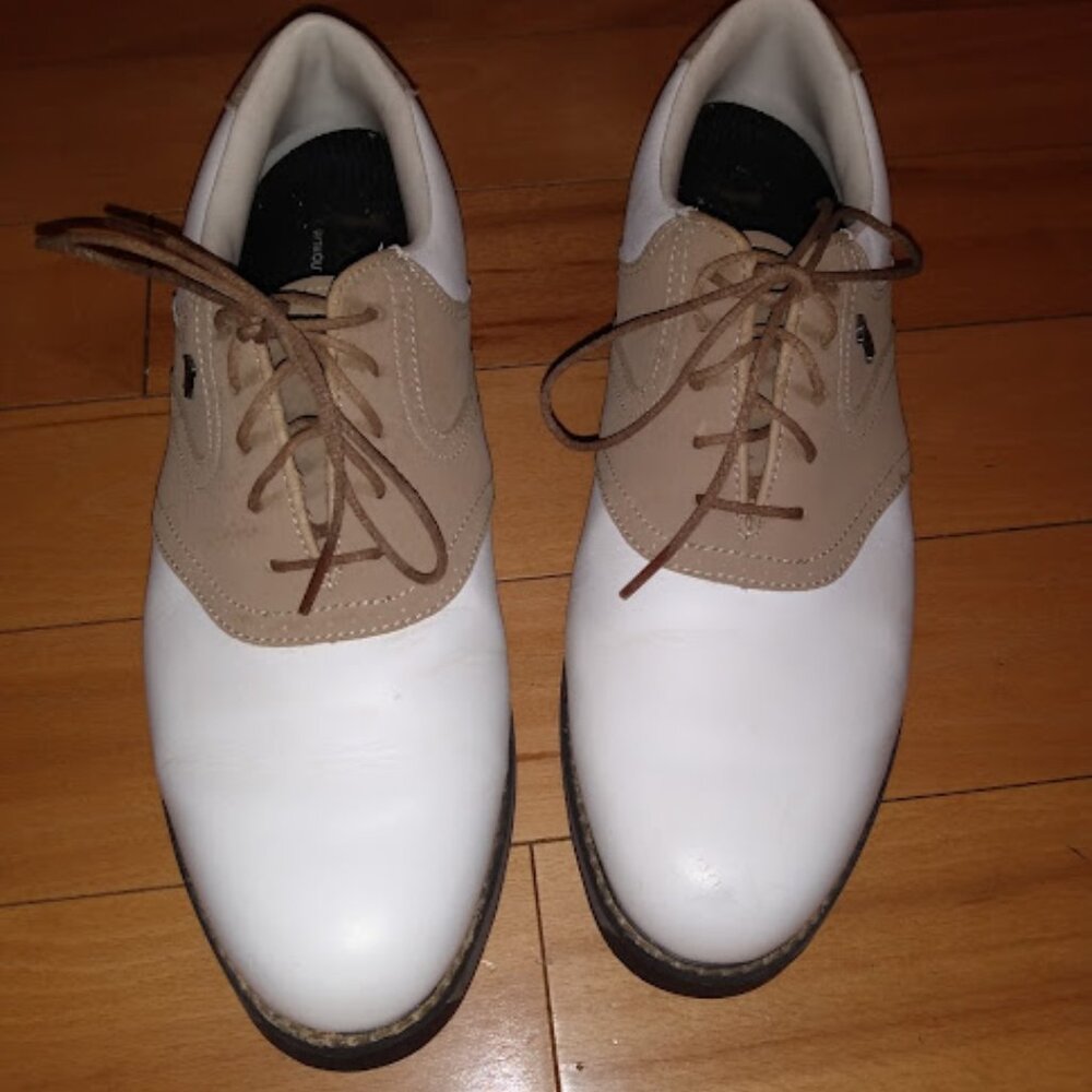 Lady Fairway golf shoes. Brown and white. Size 10W.